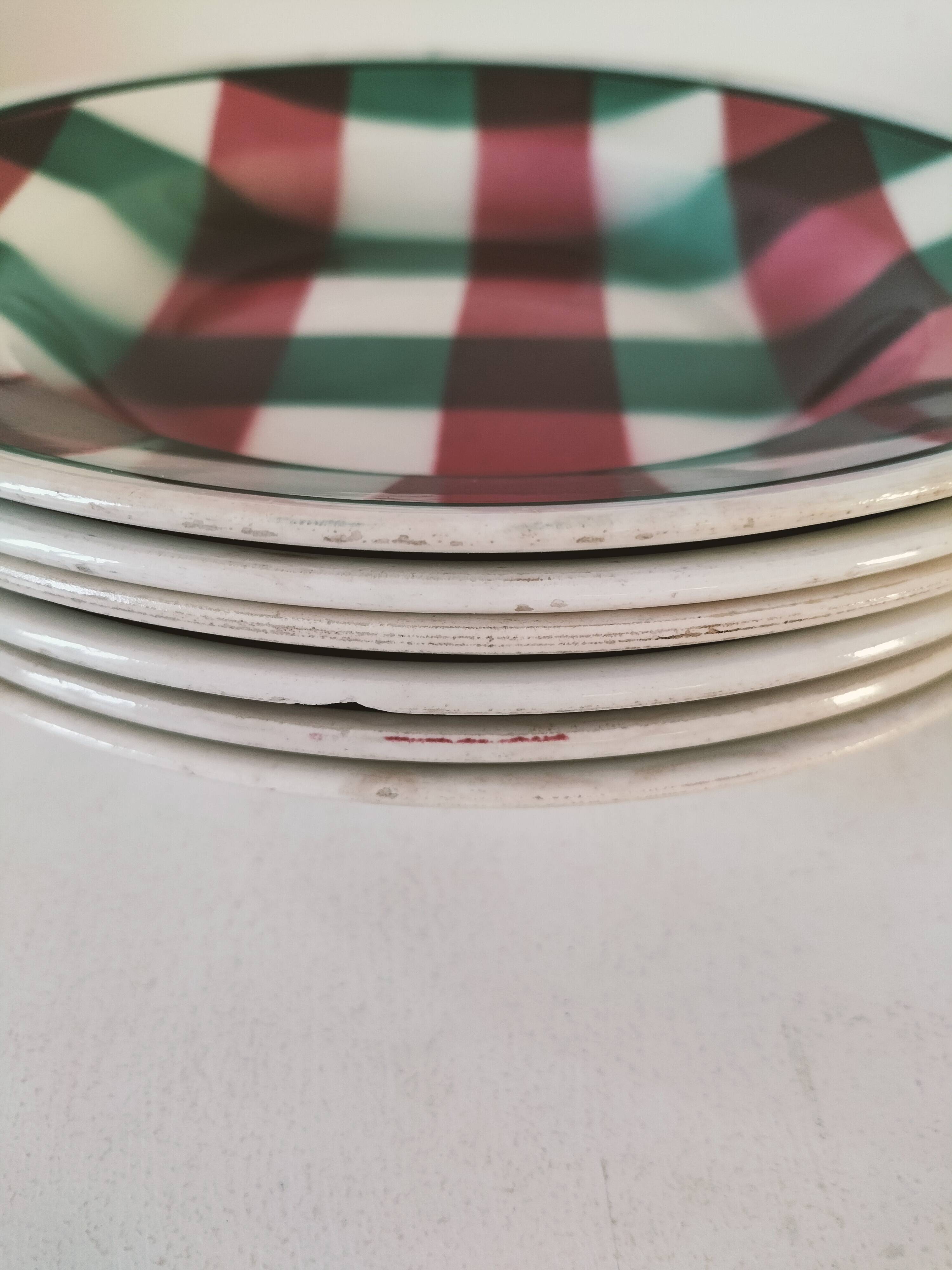 Set of 6 soup plates Faïencerie Nouvelle Givors from the 50s