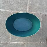 Vintage enamelled sheet metal waste paper basket - peach decor