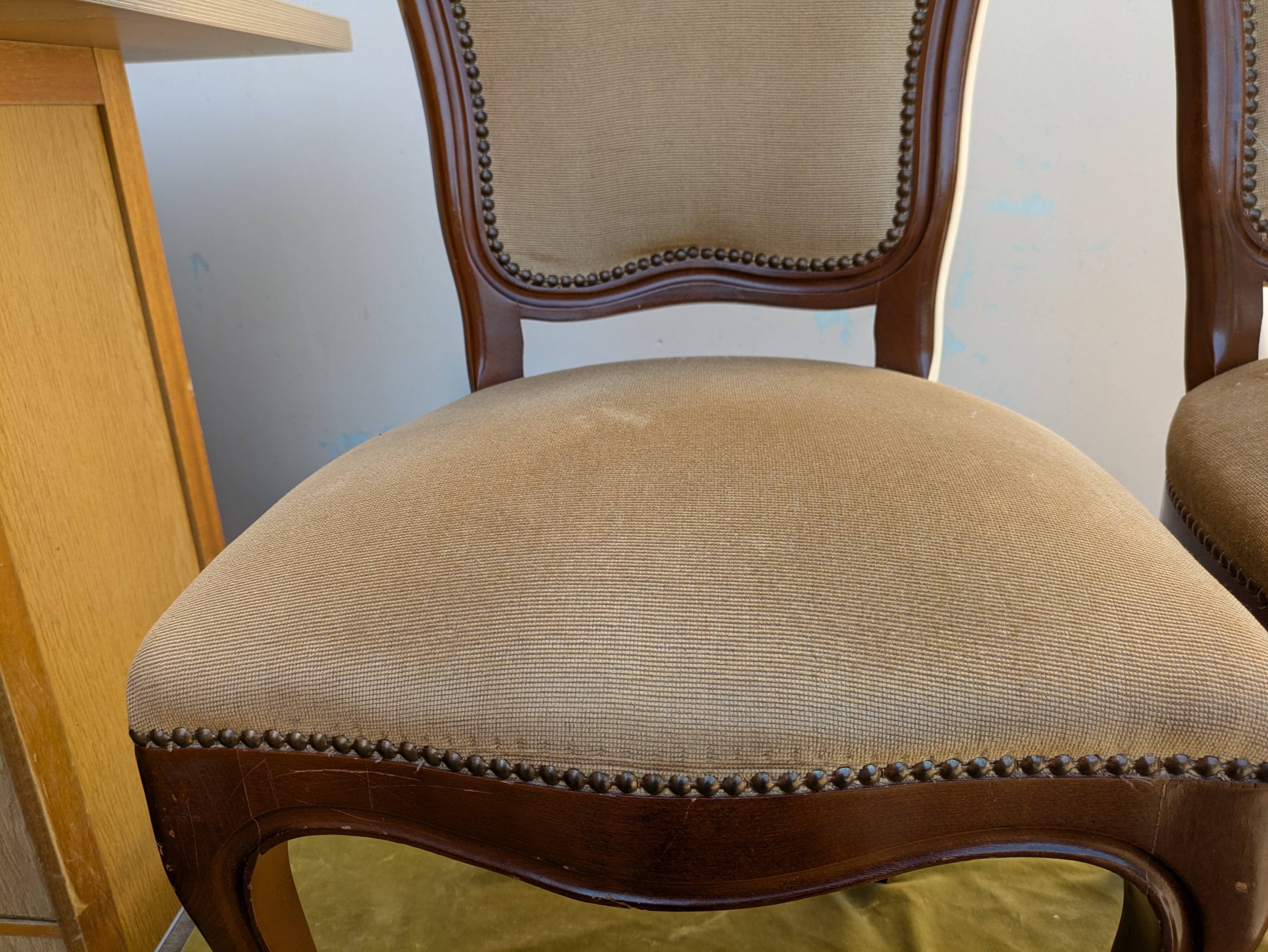 Set of 2 wooden and velvet chairs