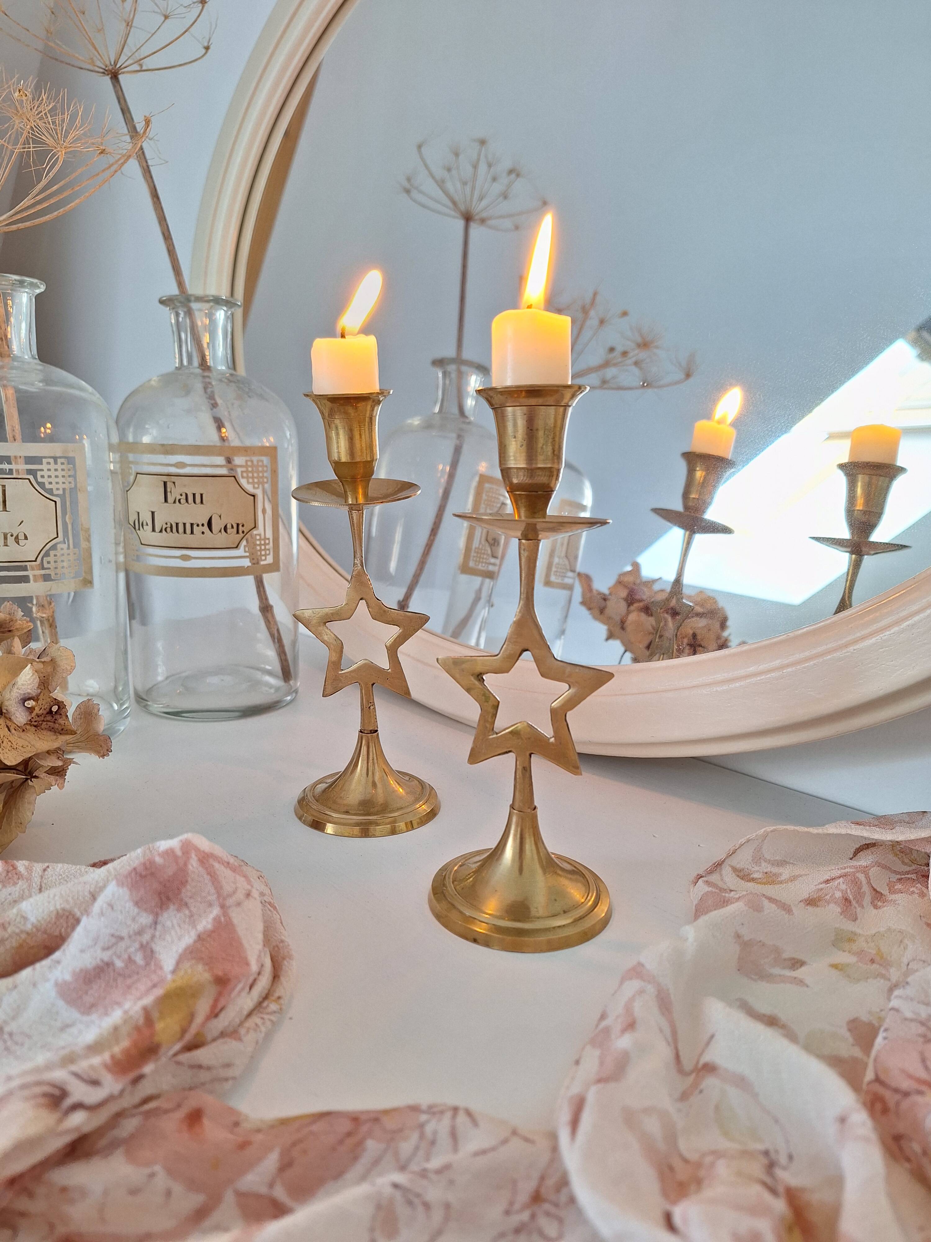 Brass star candlestick