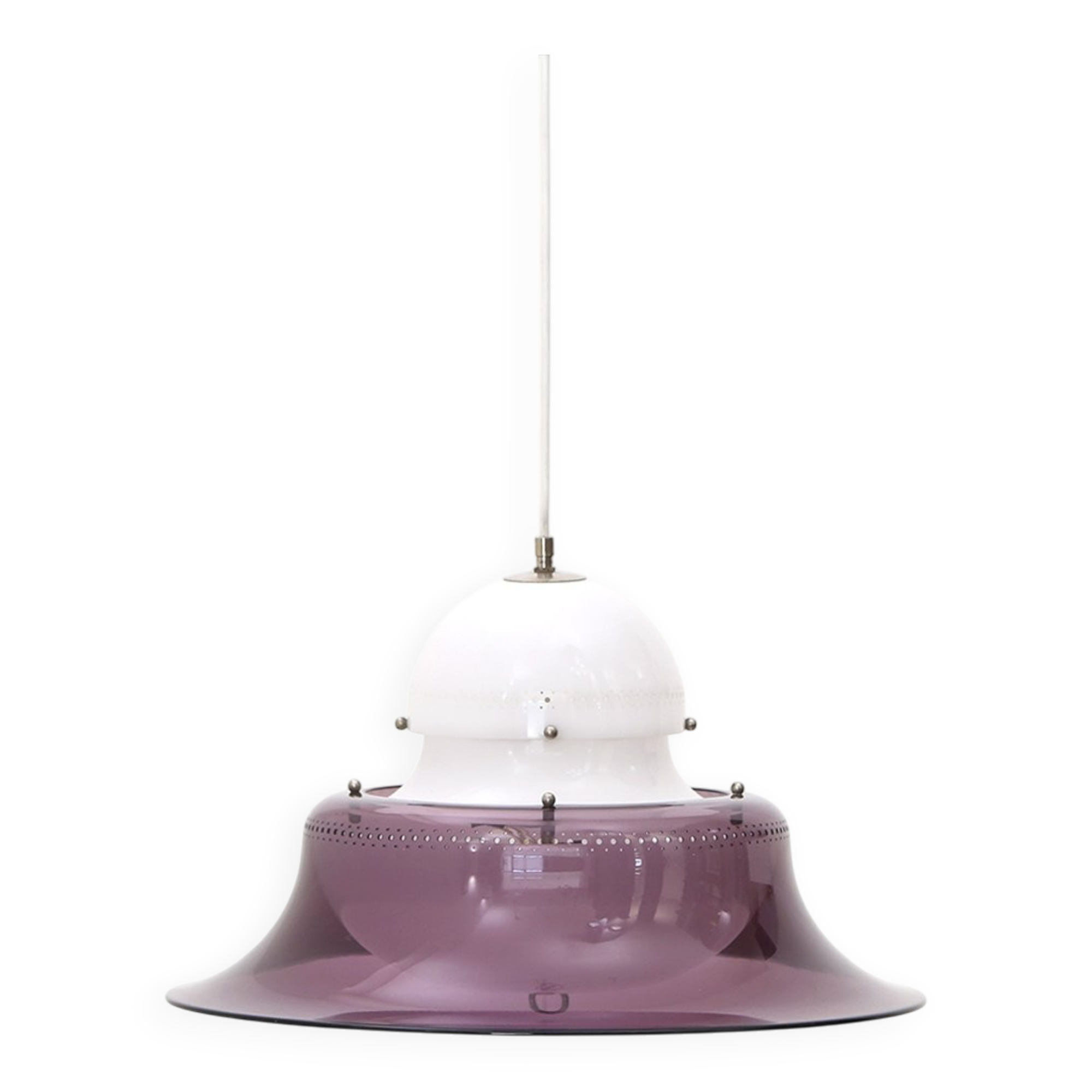 White and purple KD14 suspension by Sergio Asti for Kartell, 1970s.