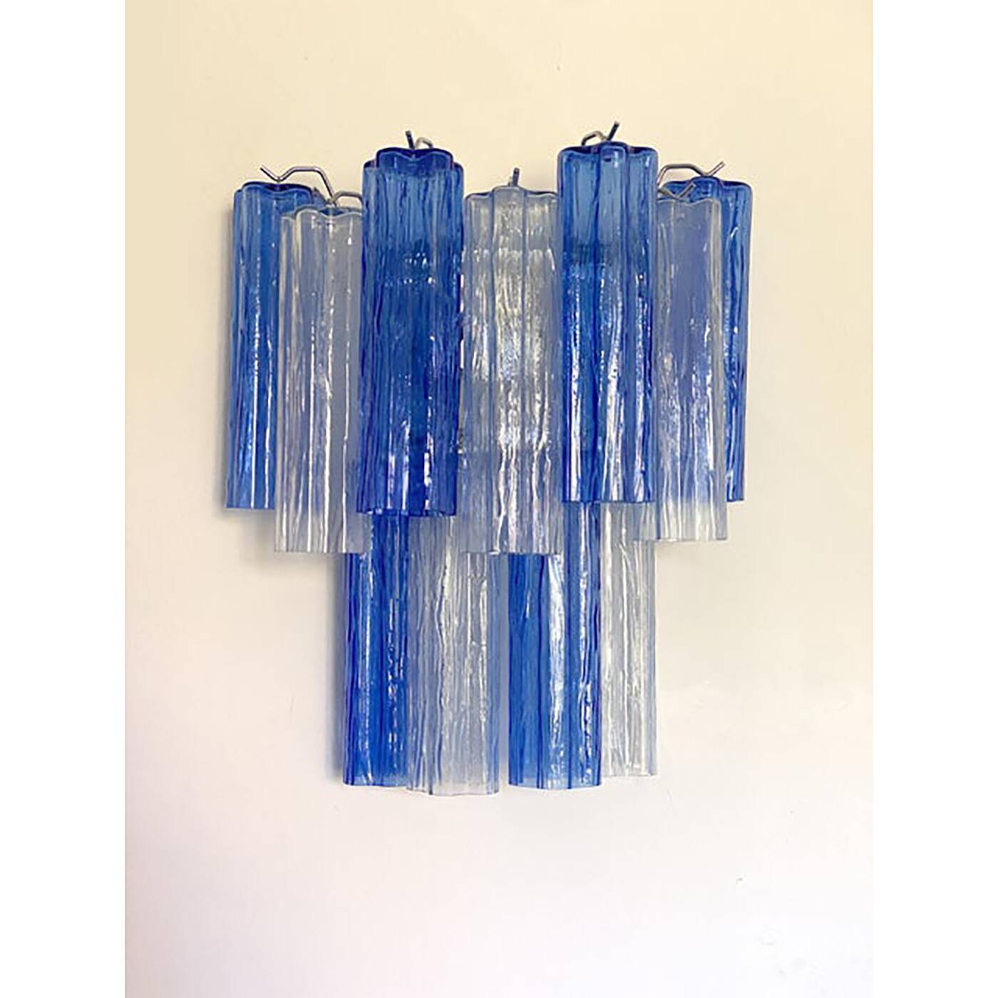 Applique murale contemporaine bicolore bleue "Tronchi" dans le style Venini