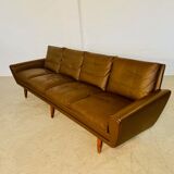 Vintage retro Danish mid-century G. Thams 4 person sofa in brown leather 1960