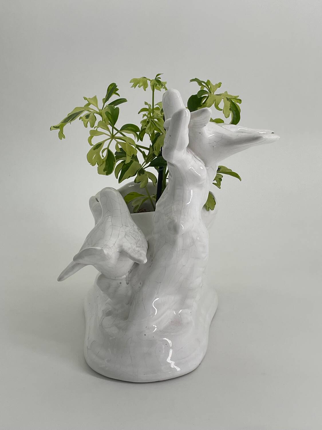 Vintage white porcelain dove planter