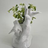 Vintage white porcelain dove planter