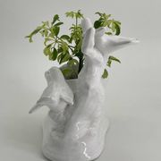 Vintage white porcelain dove planter
