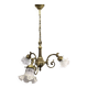 3-light chandelier in bronze and glass tulips