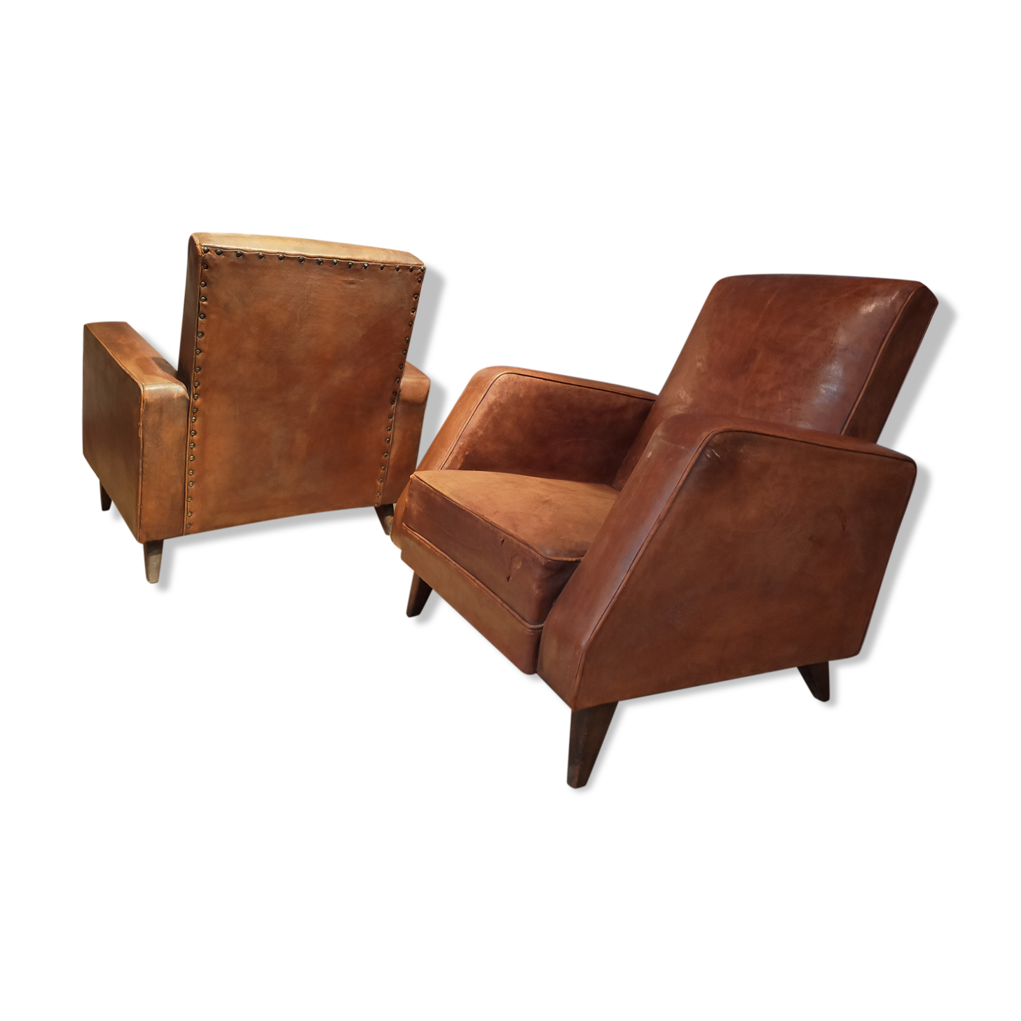 Paire de fauteuils cuir