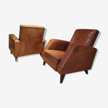 Pair of leather armchairs