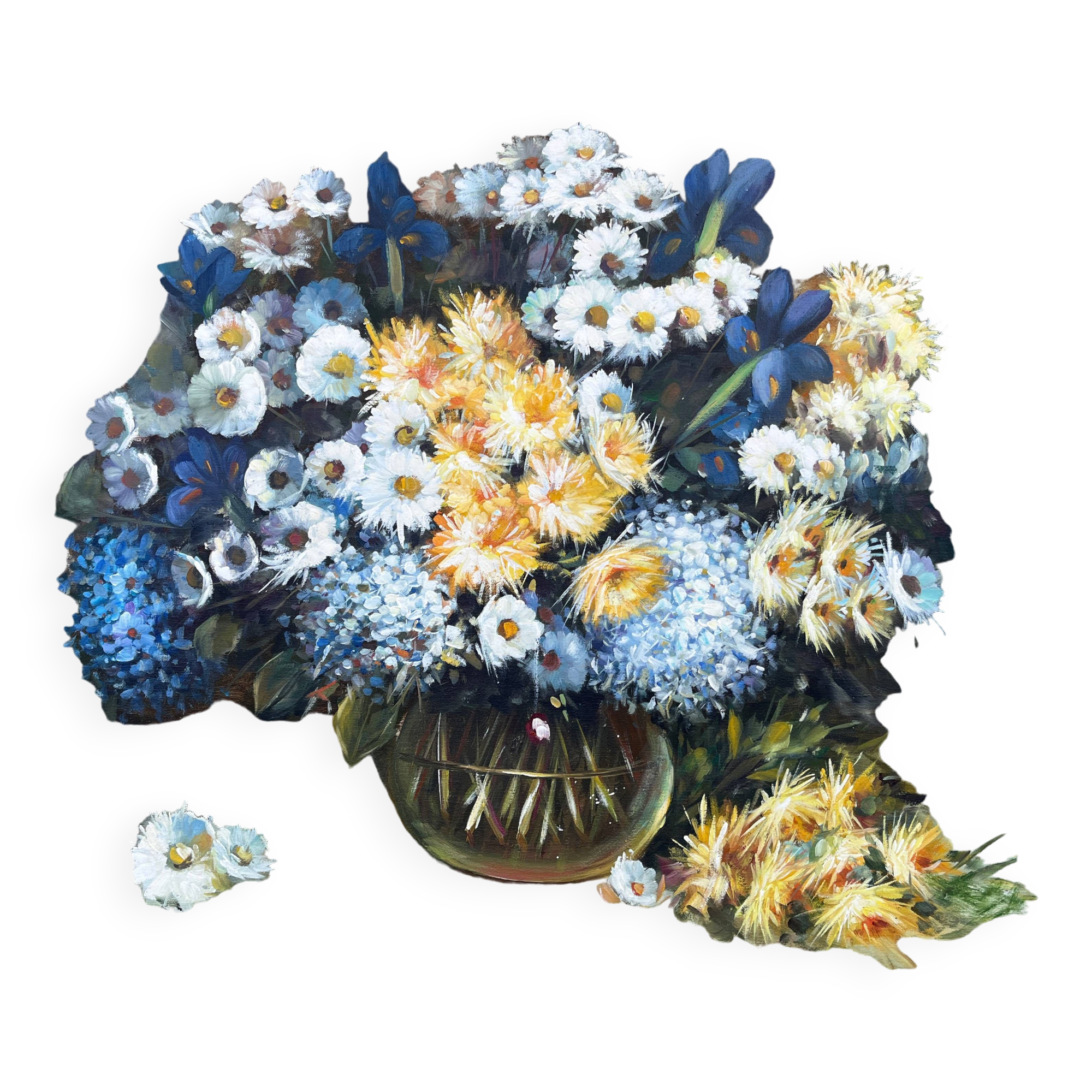 HST painting "Bouquet of wild flowers" signed Siano (20th century)