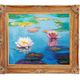 Original oil painting of water lilies, with a high-quality Baroque frame.
