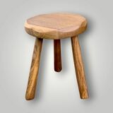 Antique solid oak tripod stool – brutalist style