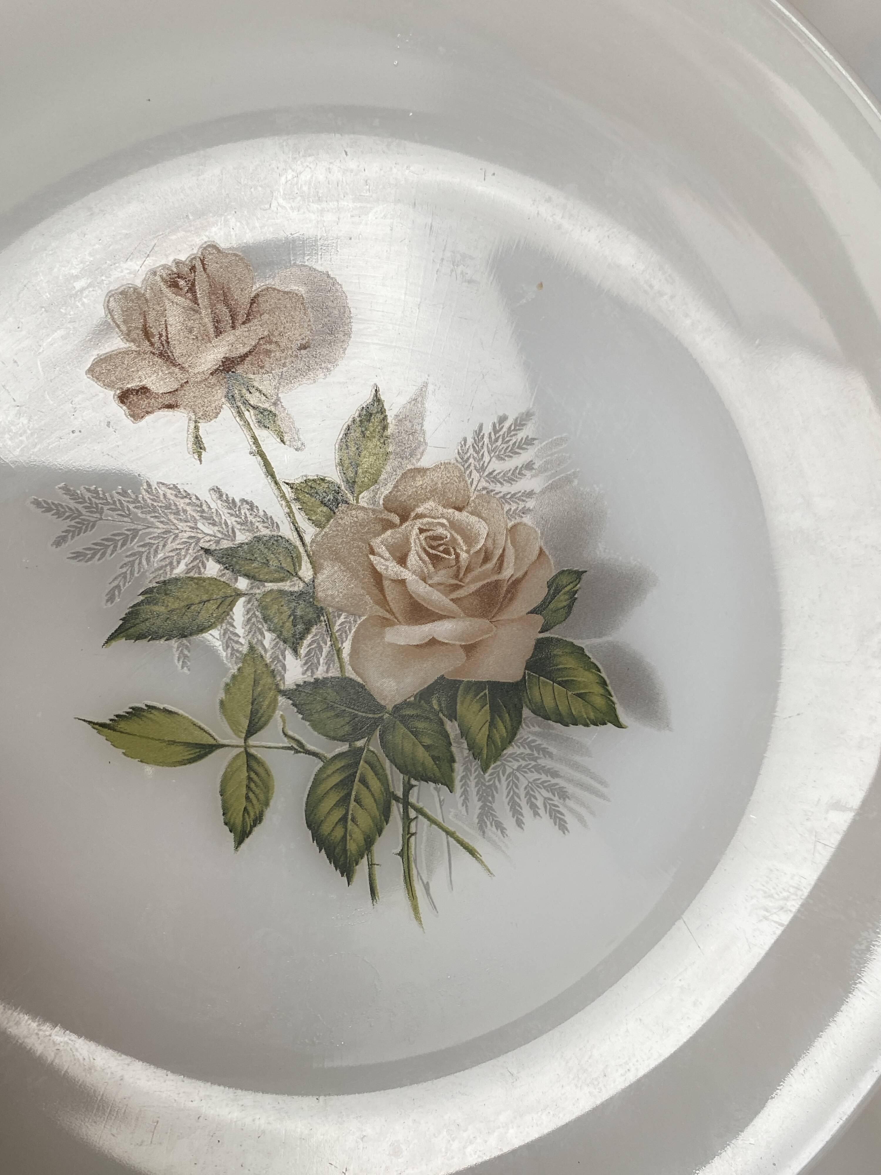 Set of 6 Arcopal Rose de France dessert plates