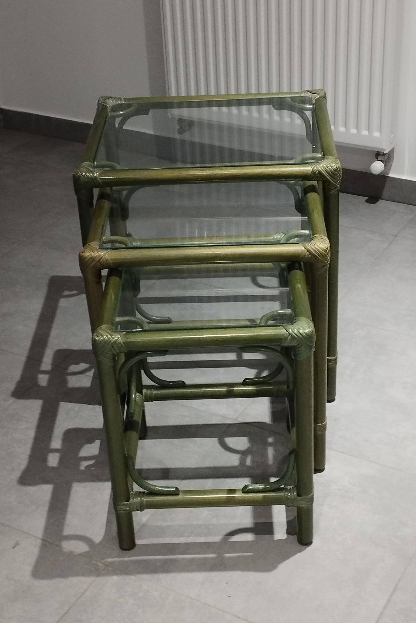Vintage nesting table, in green colour.