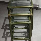 Vintage nesting table, green color
