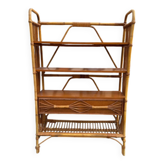 Etagère en rotin, années 60-70