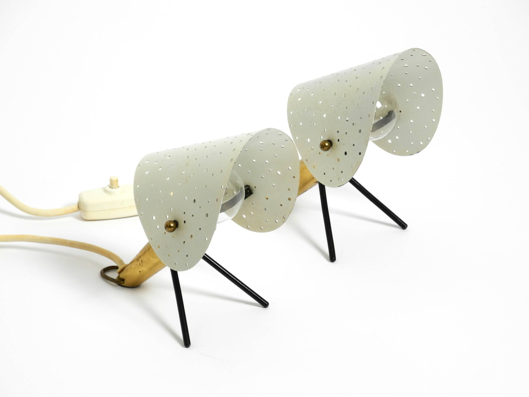 Pair of Mid Century Modern metal brass table and wall lamps by Ernest Igl