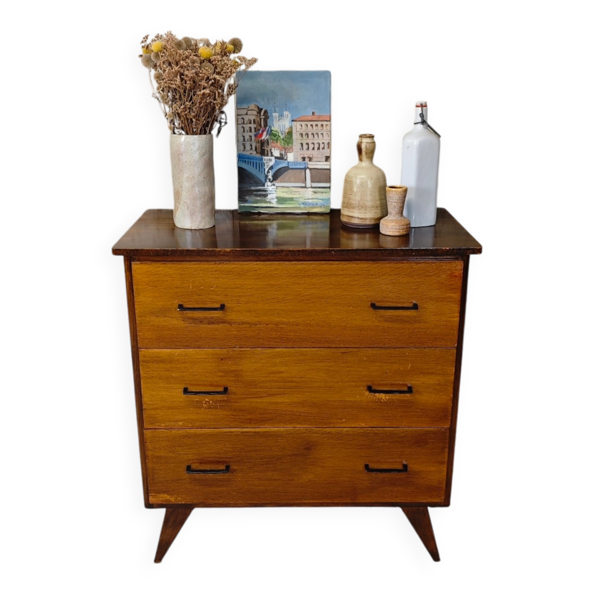 Commode vintage pieds compas