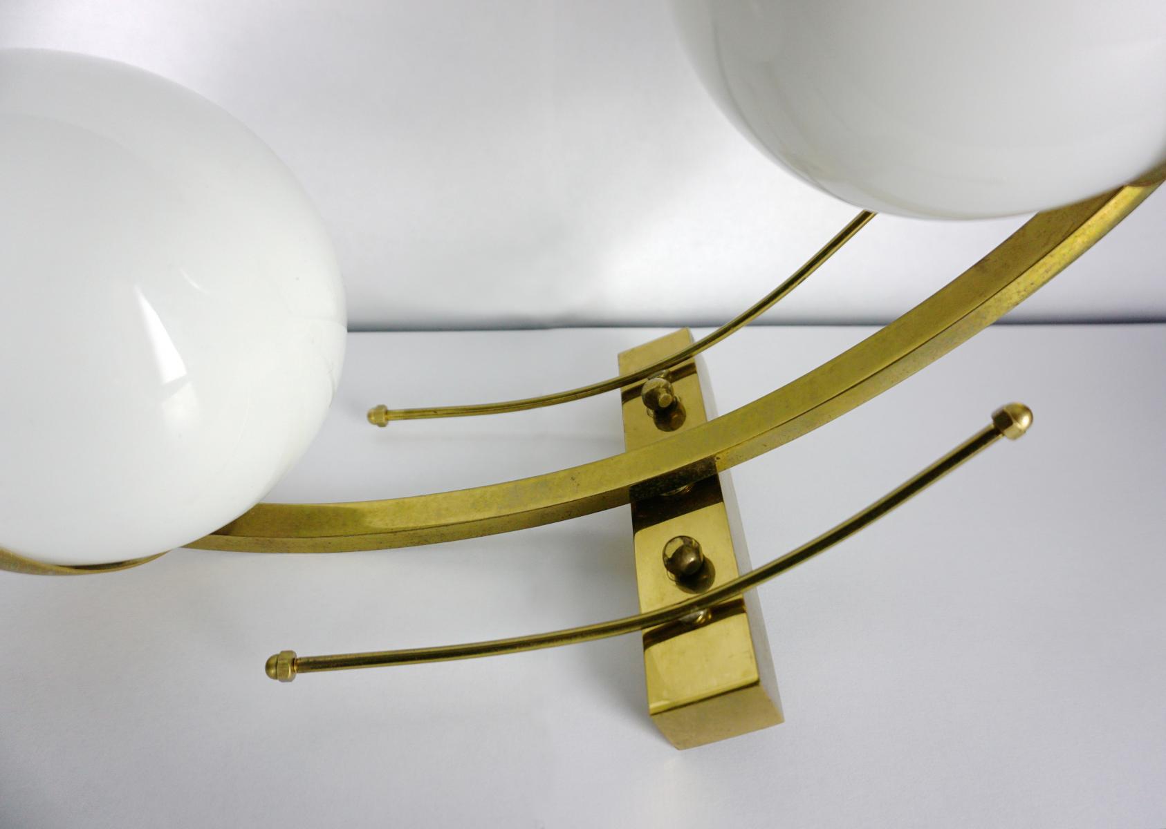 Pair of brass and glass