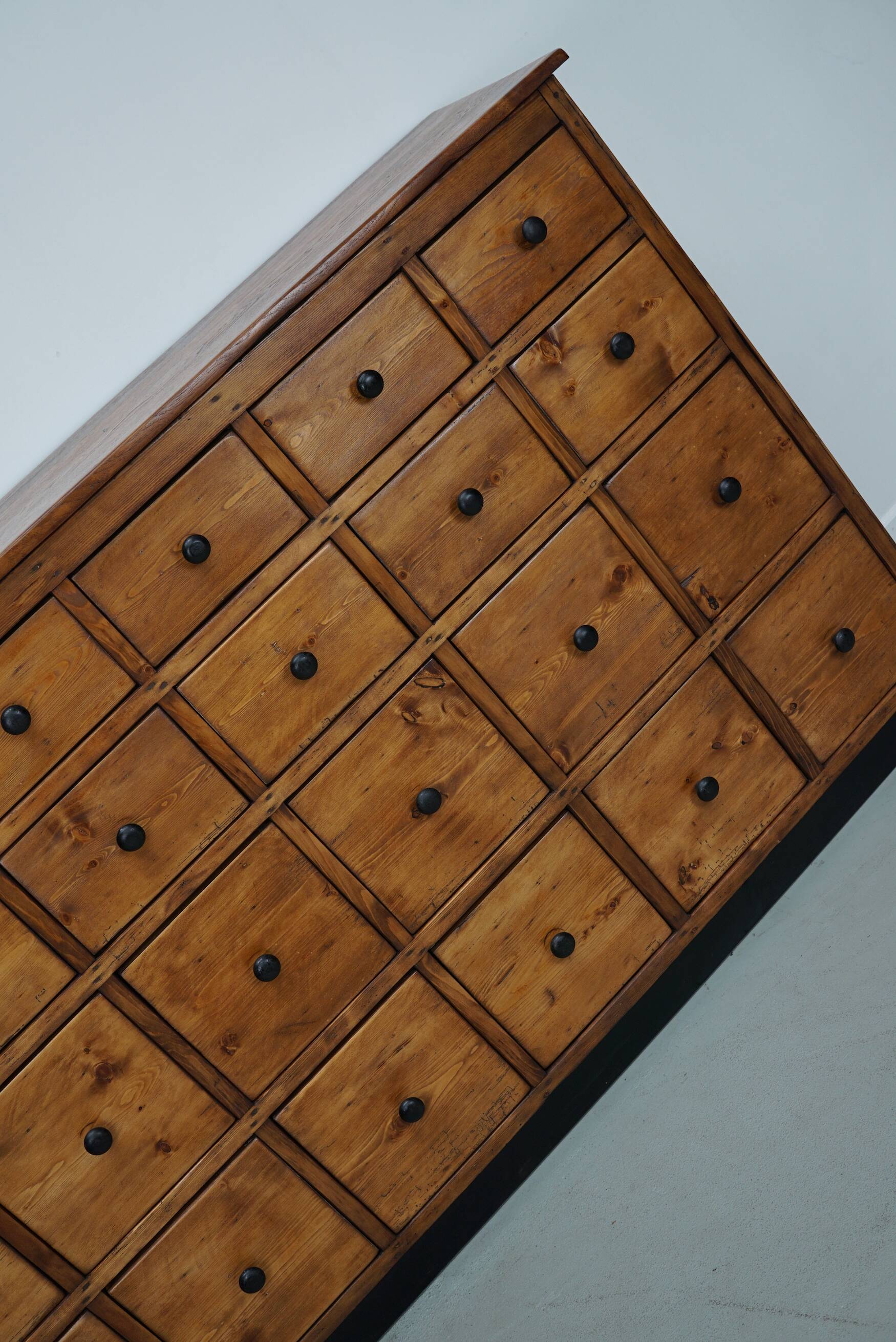 Large German Pine Industrial Apothecary / Shop Cabinet, 1950s