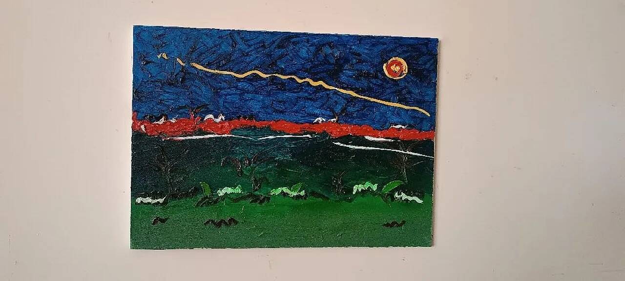 Abstract painting, oil on canvas by Simone Ciani, 20th century