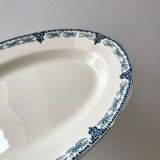 large oval dish in Terre de Fer Longwy model Bellanger late 19th century