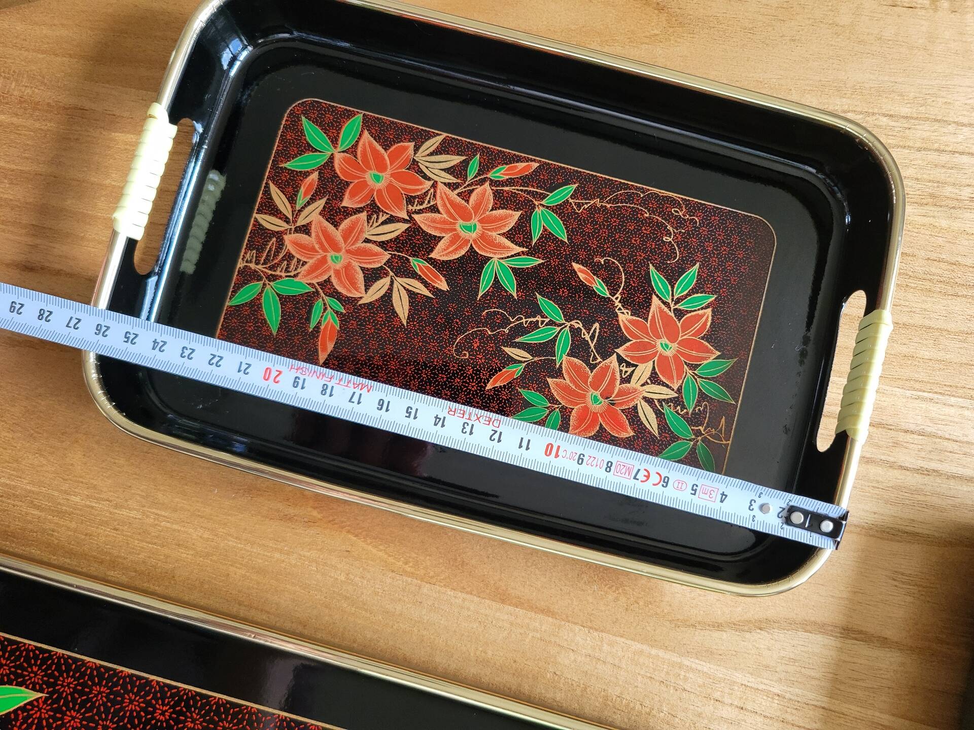 Set of Three Japanese Lacquered Plastic Trays ESIA 1970s