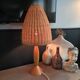 Table lamp in beech and rattan