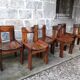 Set of 6 varnished pine chairs