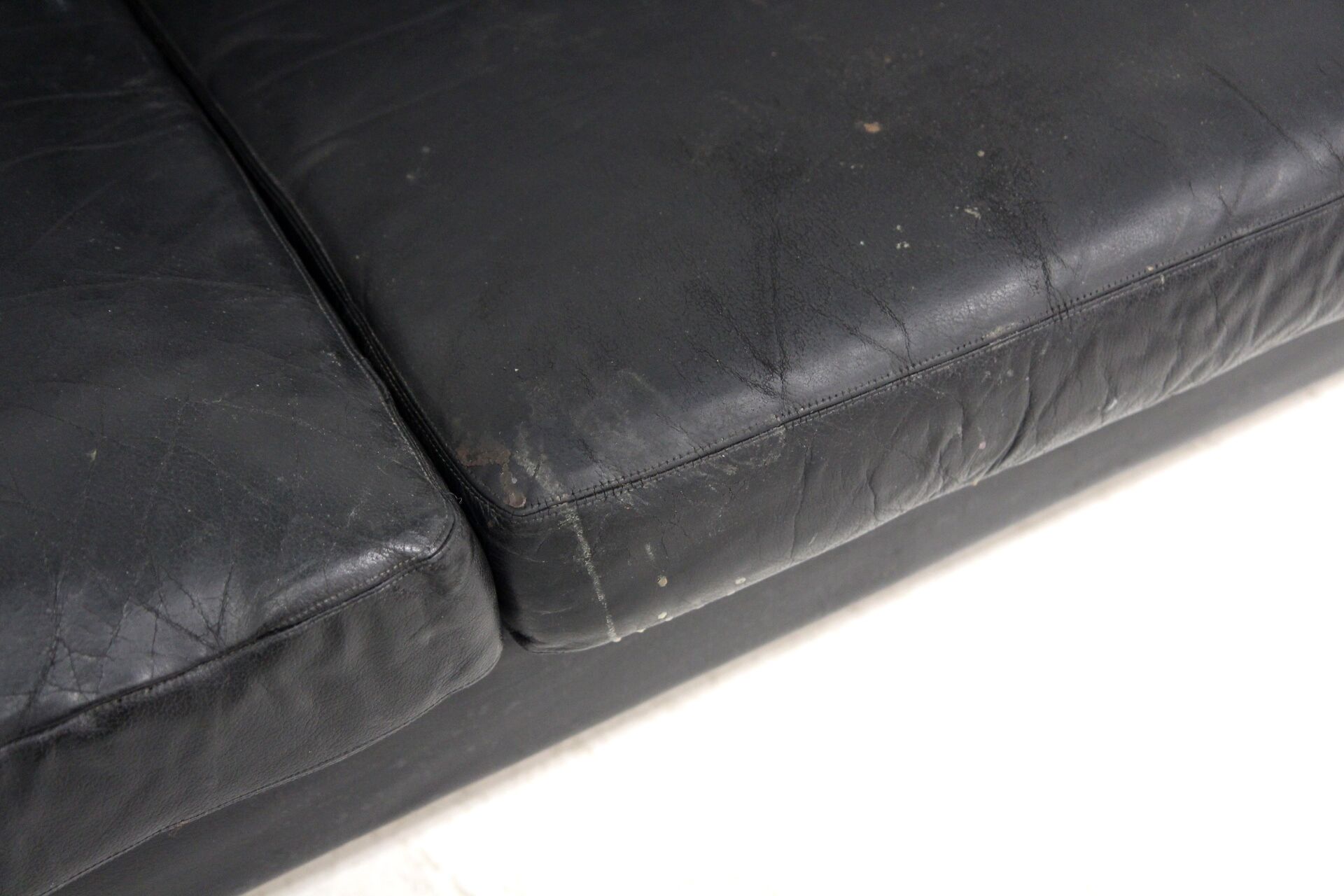 Scandinavian leather sofa 3 seater, Sweden, 1950