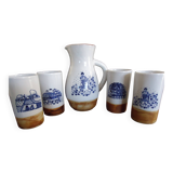 Orangeade or cider set, stoneware, Poterie de la Colombe