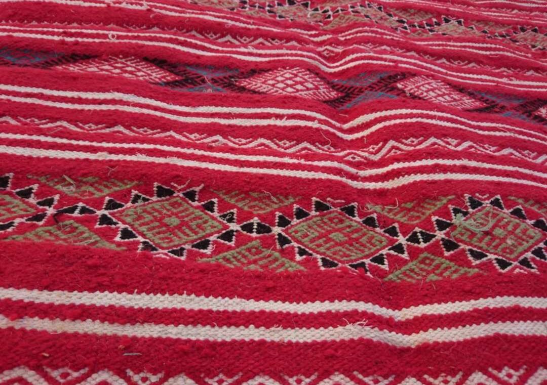 Handmade red Berber kilim rug 210x100cm