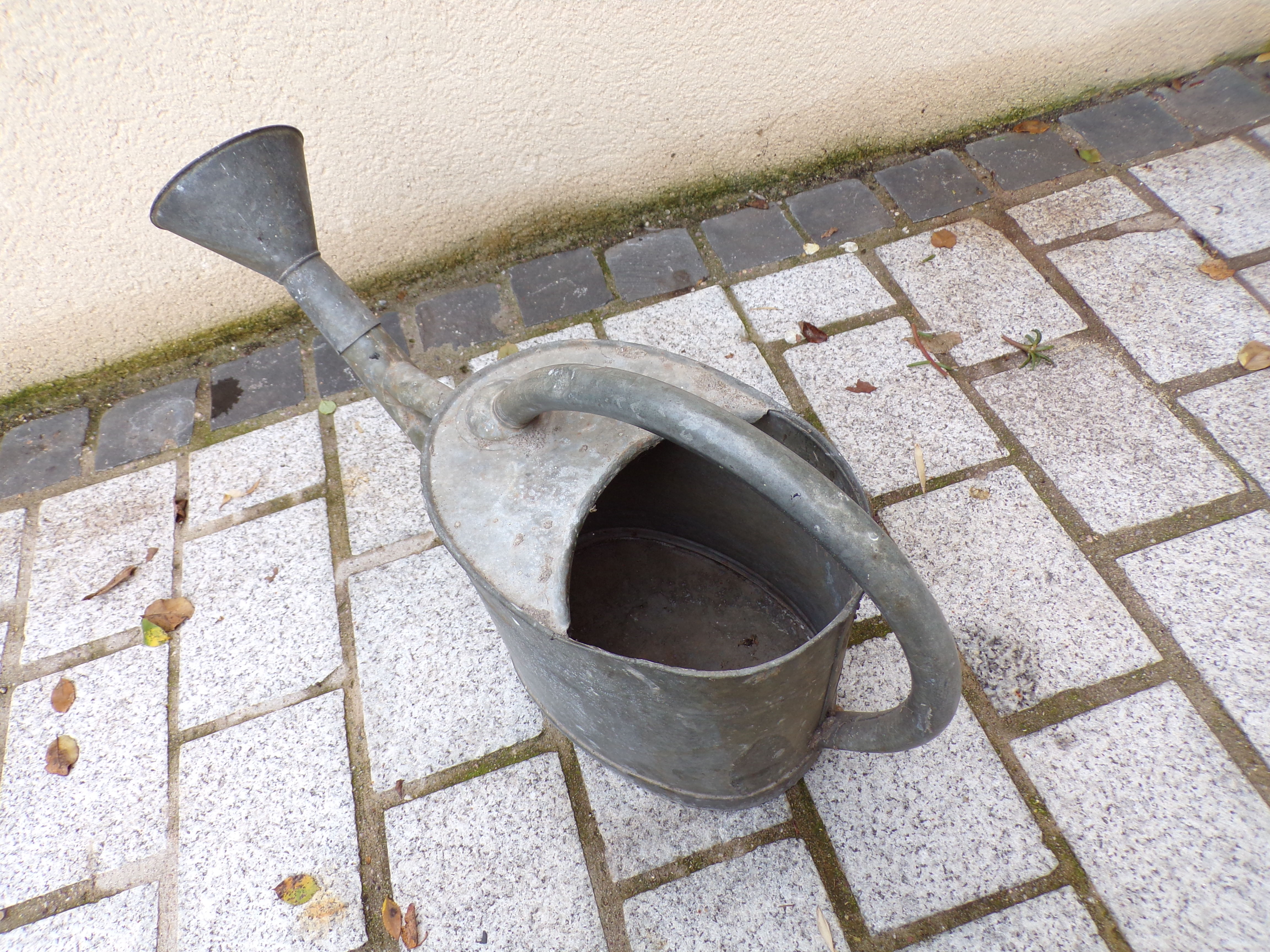 Zinc watering can with apple