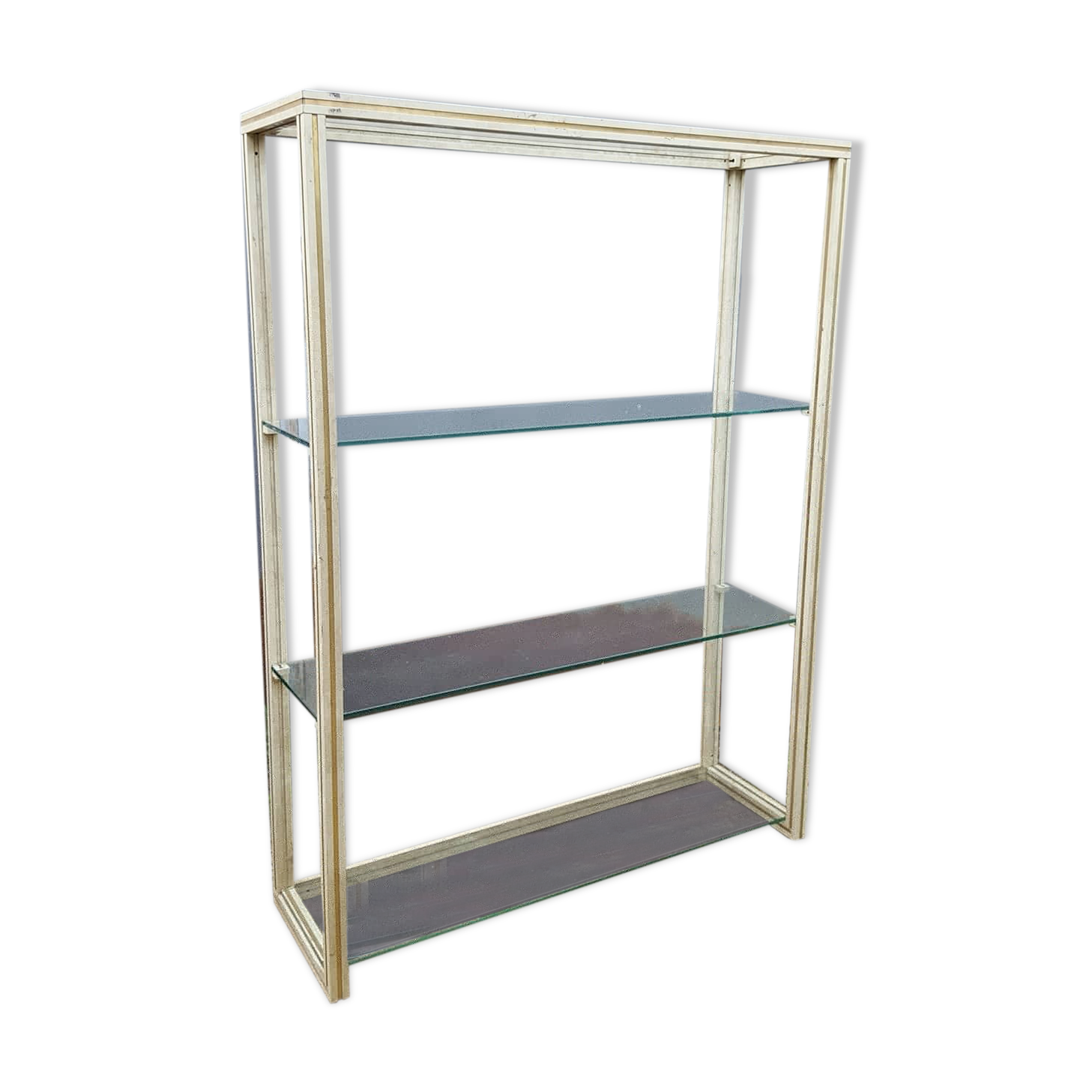 Étagère vitrée aluminium vintage 1970/80
