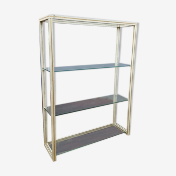 Étagère vitrée aluminium vintage 1970/80