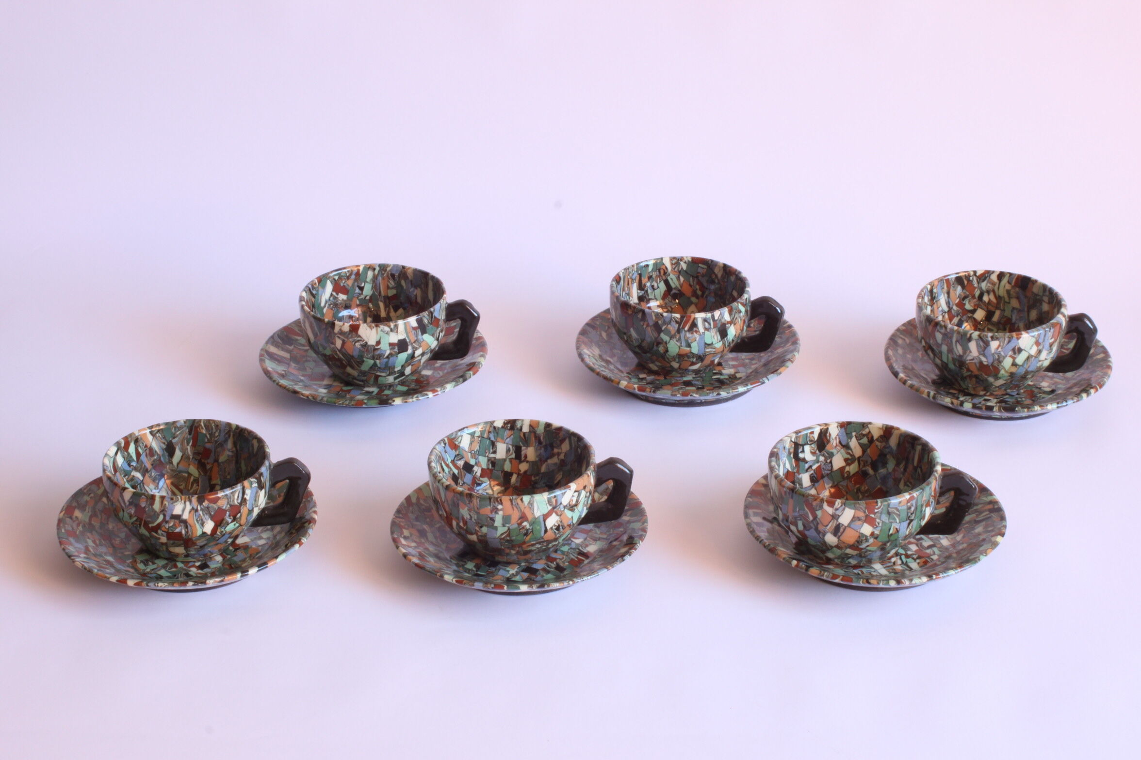 Neriage mosaic tea set by Jean Gerbino, Vallauris.