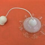 1930s Clear and Milk White Glass Ruffled Lampshade