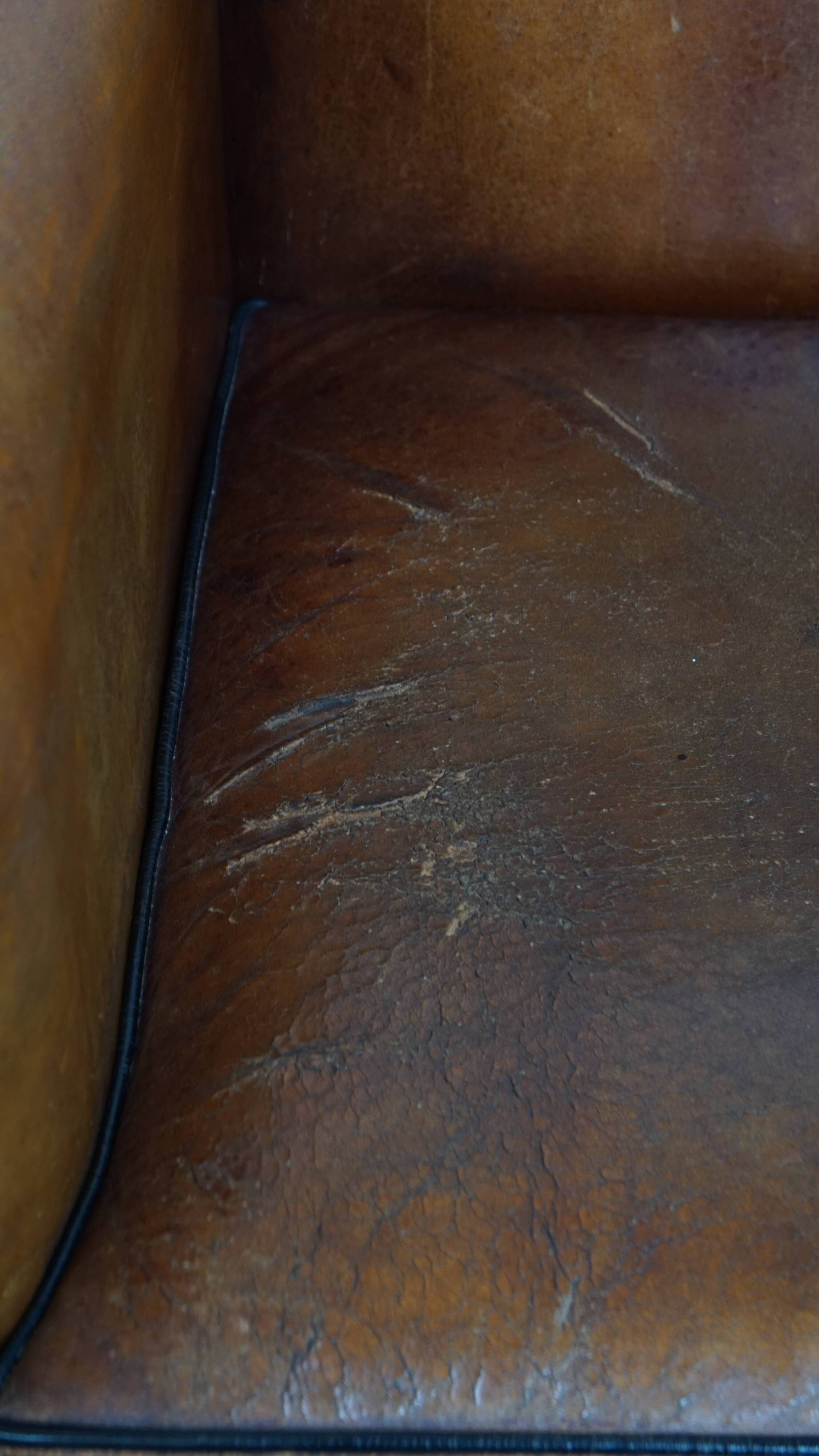 Vintage Sheepskin Leather Art Deco Style Design Armchair