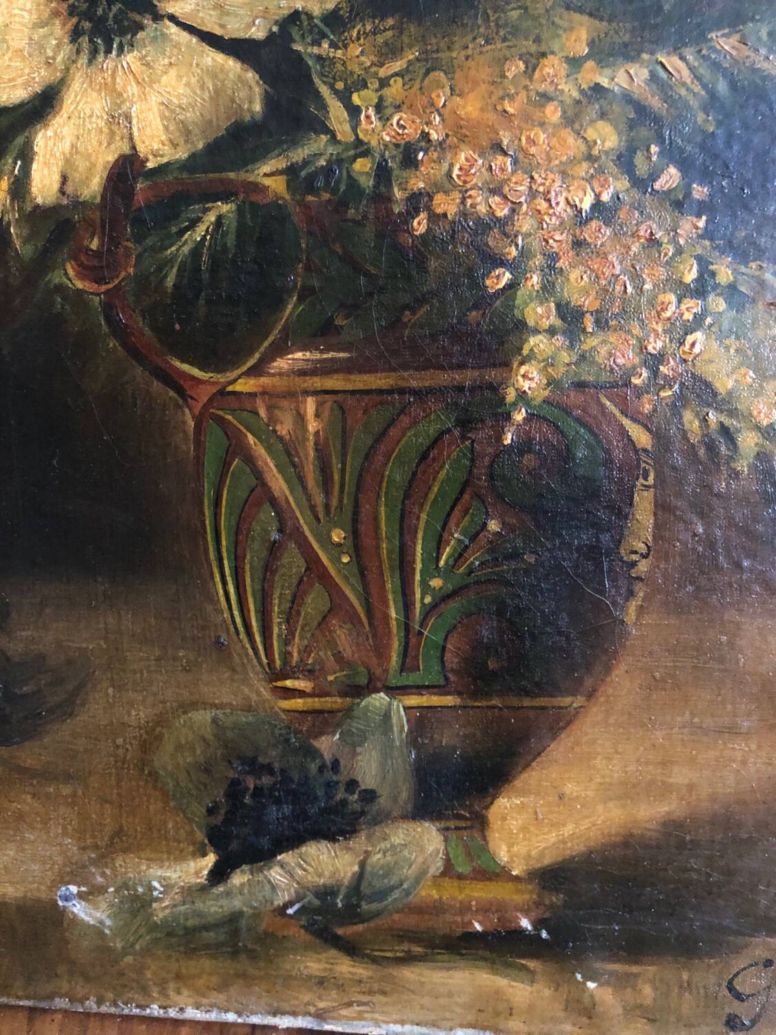 Oil on canvas 19th century bouquet of flowers