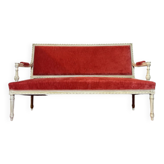 Louis XVI bench 3 places in lacquered wood around 1880