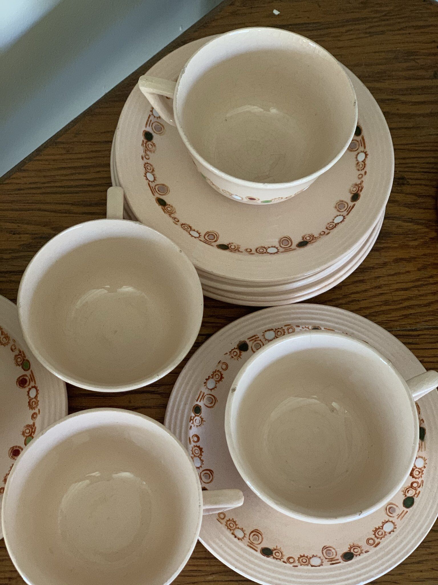 Ancient tea set in earthenware Longwy service Betty