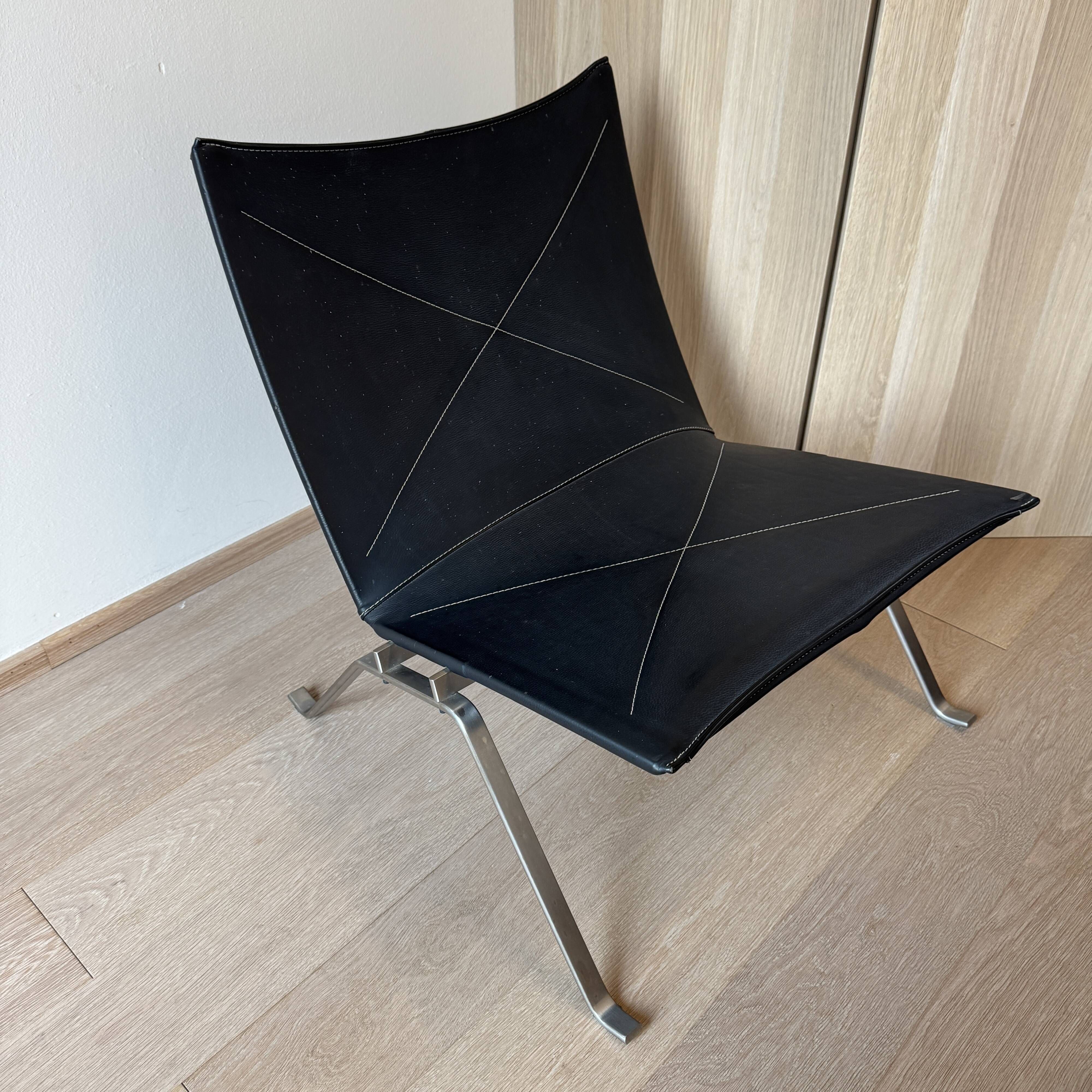 PK22 Lounge Chair by Poul Kjærholm for Fritz Hansen, Black Leather, 2007