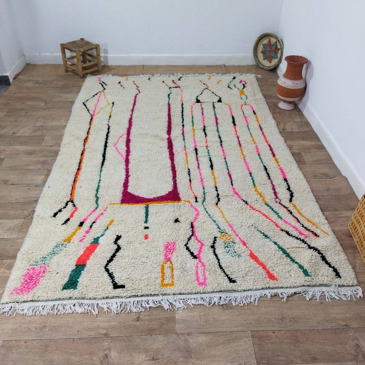 Handmade wool Berber rug 290x190 cm