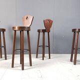 Mid century brutalist bar stools - set of 4, 1960s