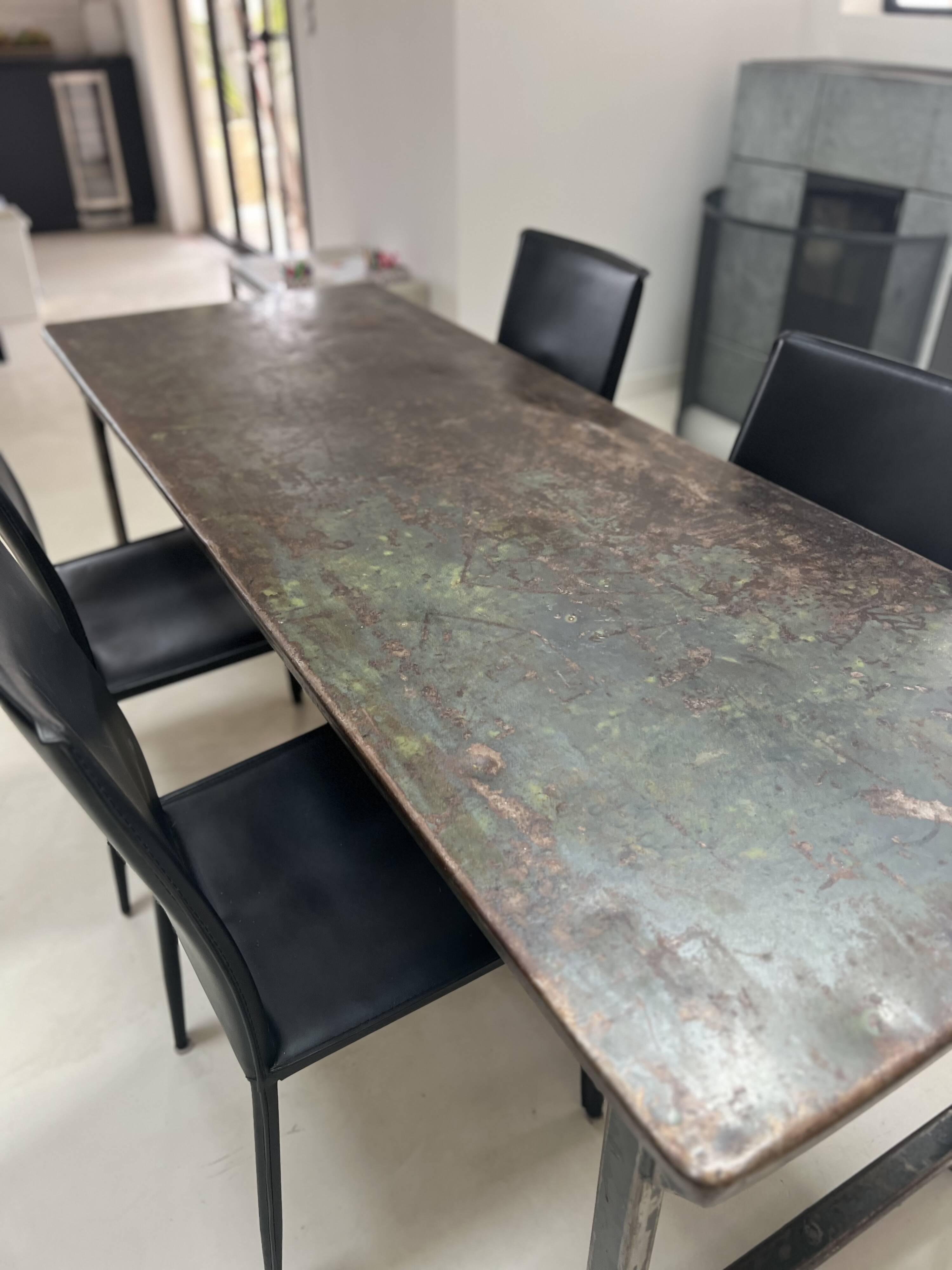 Old industrial military table