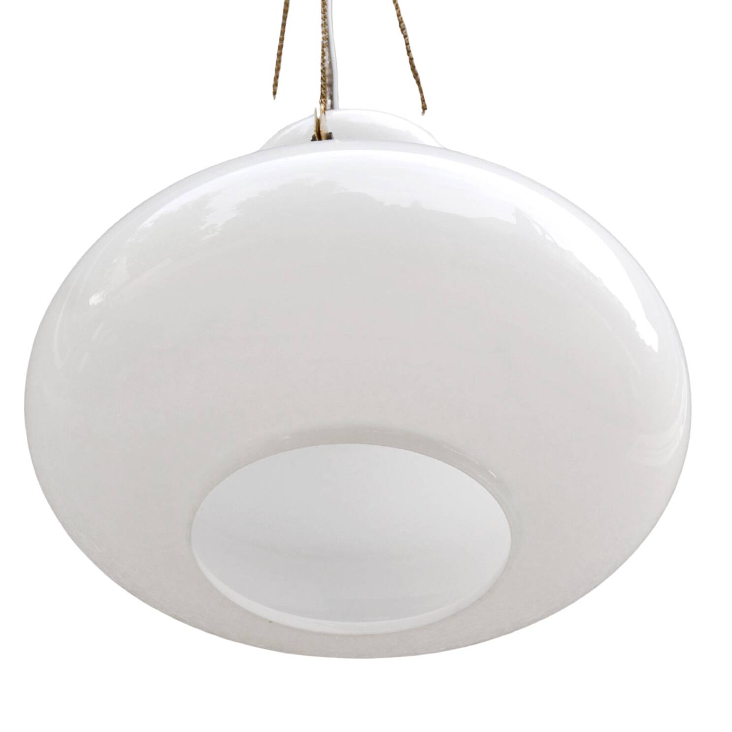 White, modernist chandelier Kamenický Šenov, Czechoslovakia, 1960s.