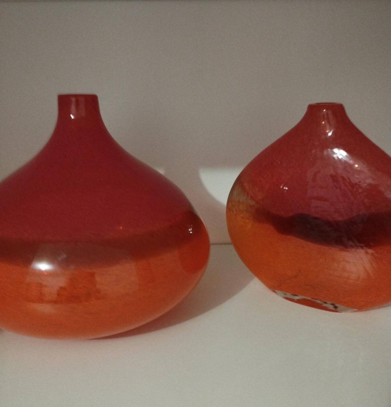 Pair or 2 glass paste vases from the 80s vintage.
