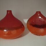 Pair or 2 glass paste vases from the 80s vintage.