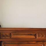 Oak overmantel mirror and beveled mirror