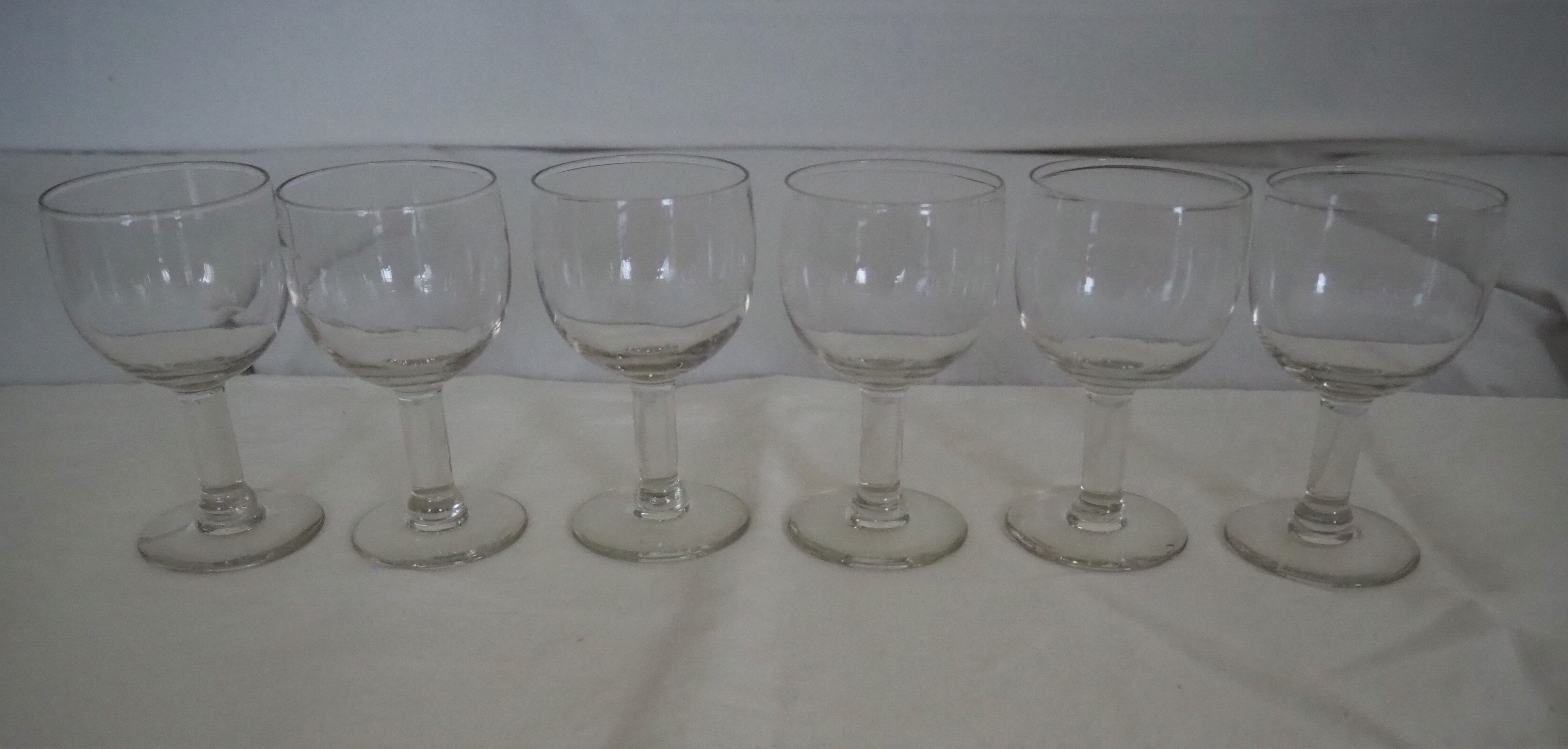6 verres ballon ancien style bistrot XXème siècle
